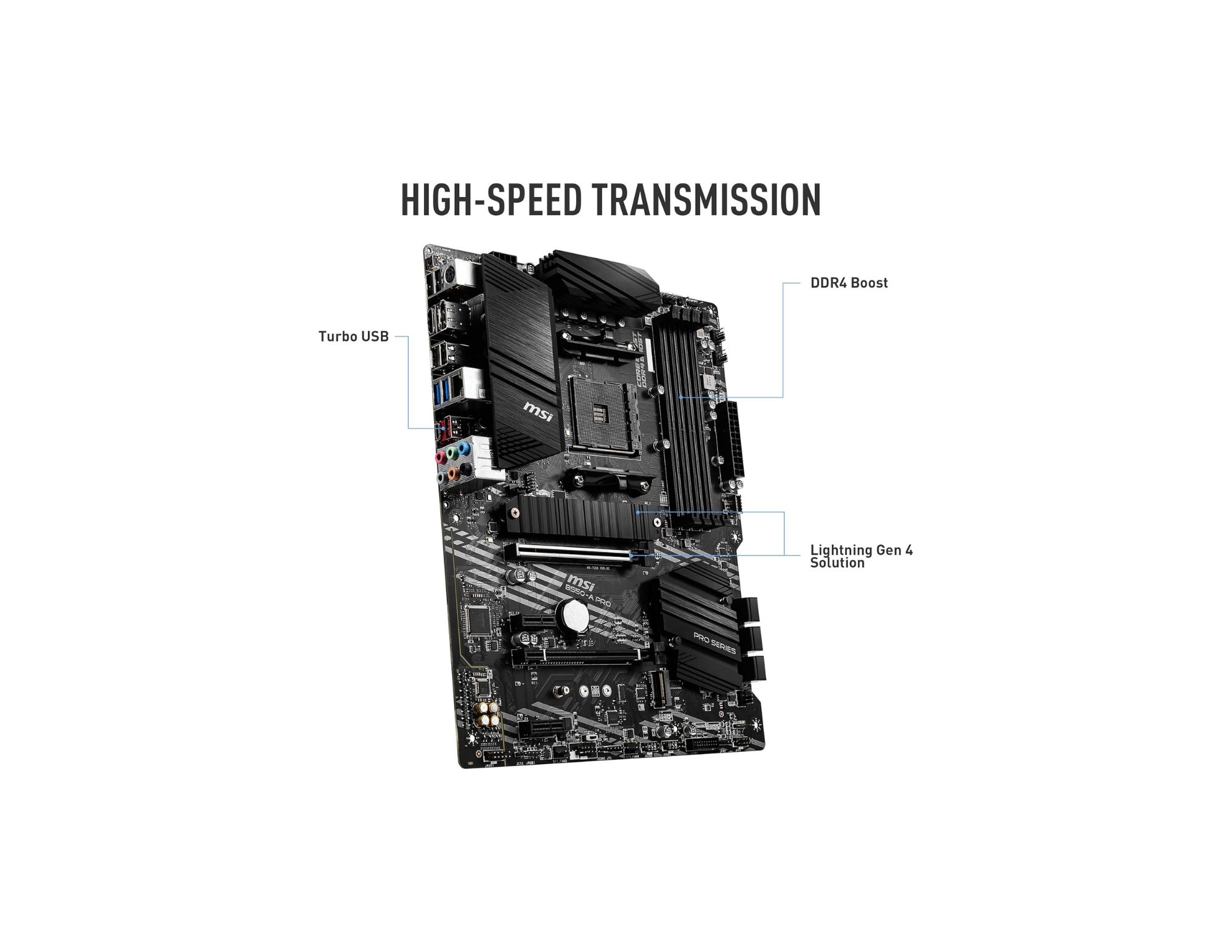 MSI B550-A Pro AM4 DDR4 Bellek 4400(OC) HDMI DP M.2 USB3.2 ATX Anakart