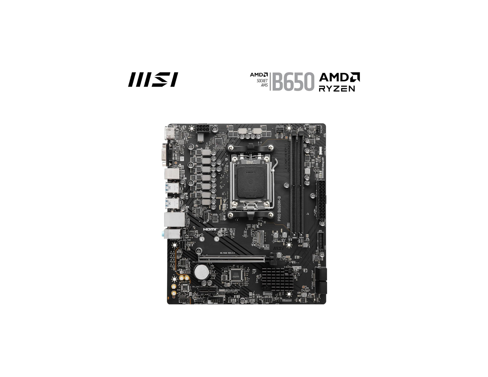 MSI MB PRO B650M-B AM5 DDR5 6800MHZ(OC) HDMI VGA M.2 USB3.2 2.5G LAN Matx