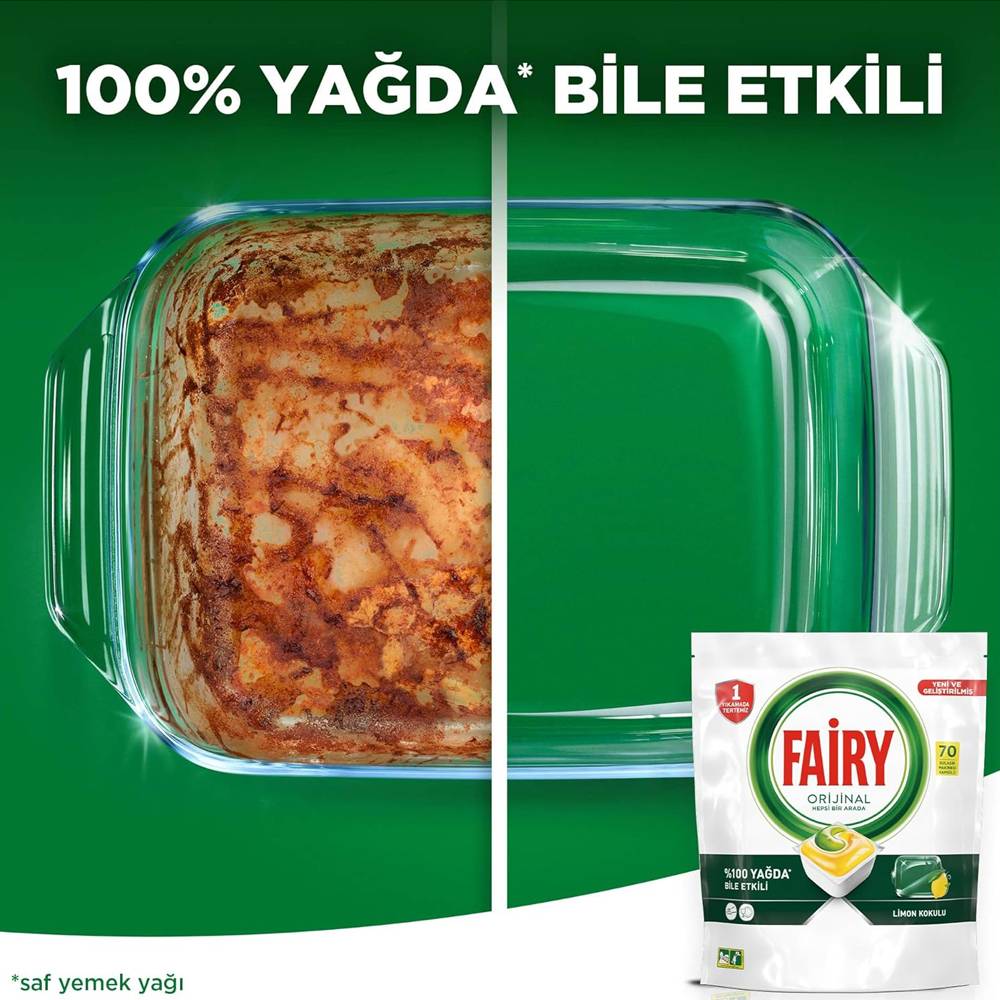 Fairy Hepsi Bir Arada Bulaşık Makinesi Deterjanı Kapsülü 70 Yıkama Limon Kokulu