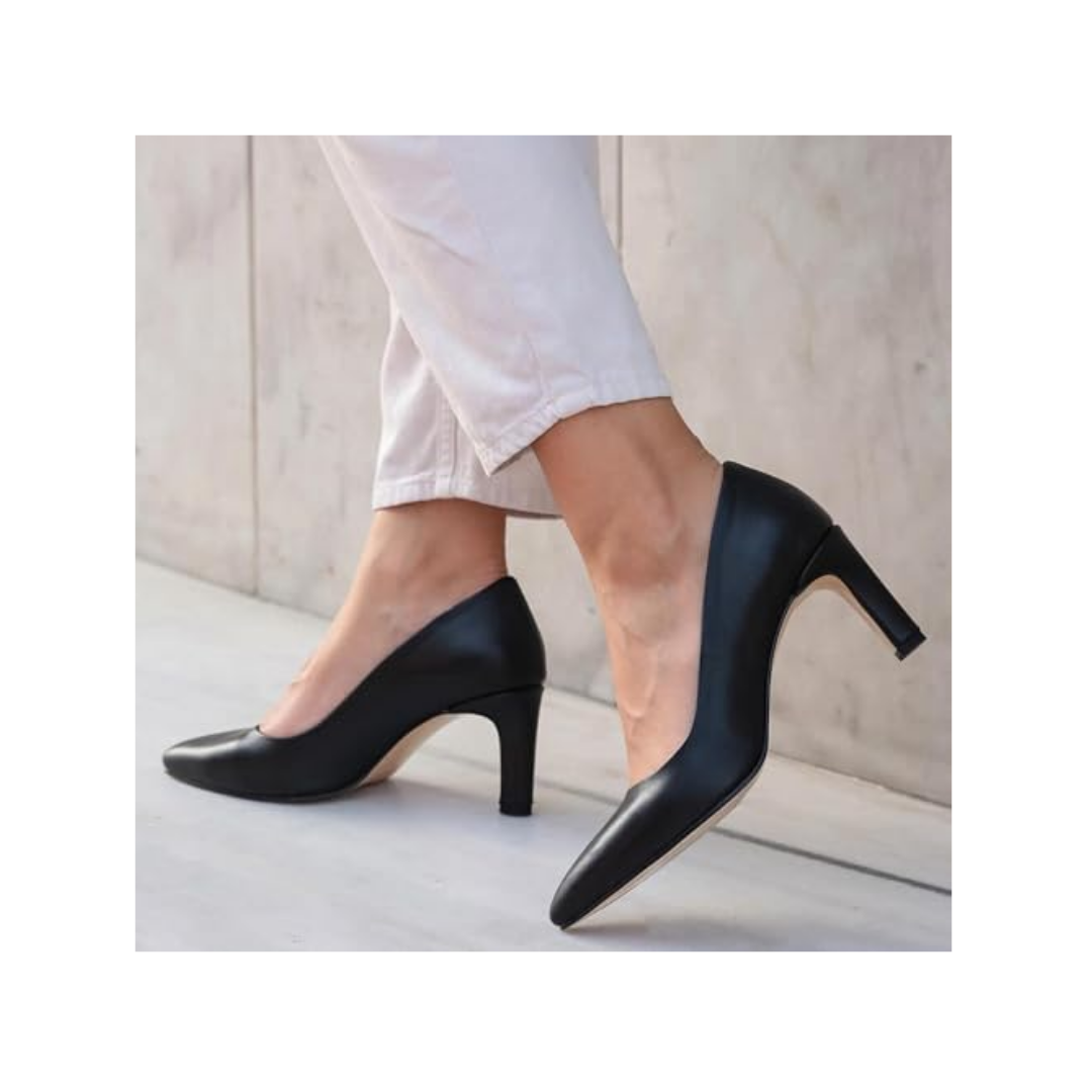 Mio Gusto Beliz Hakiki Deri Siyah Stiletto