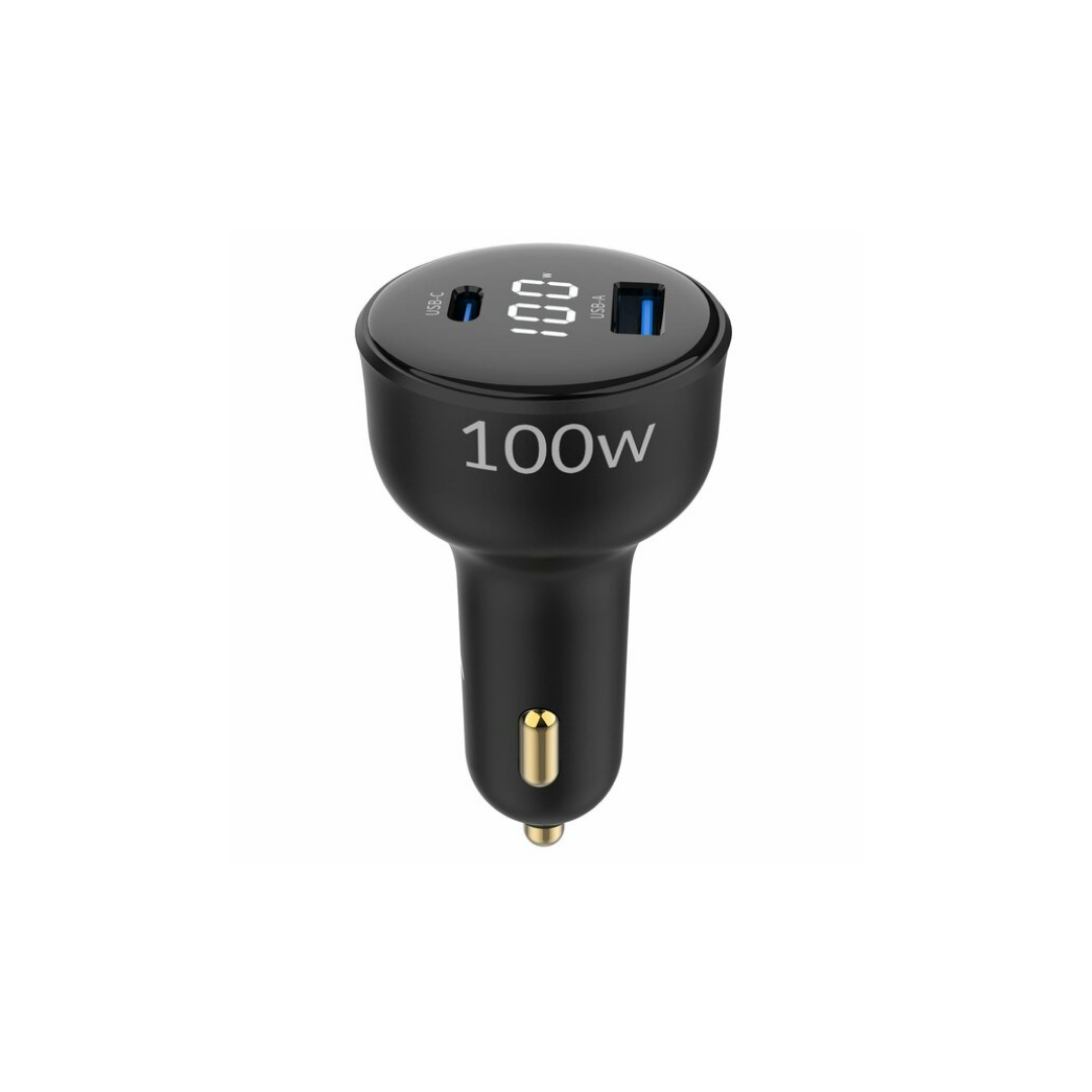 Juo 100W Led Ekranlı Type-C + USB-A Araç Şarj Aleti iPhone & Android & Notebook Araç içi Şarj Cihazı
