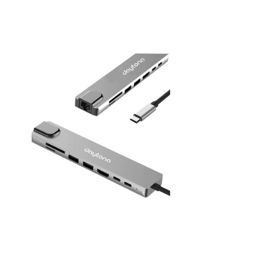 Daytona CF10 Macbook Uyumlu Type-C™ To 4K HDMI Tv Projeksiyon Ultra Hd 1080P 2* Type-C 2* USB 3.0 Ethernet Lan 2* SD 8IN1 Çevirici