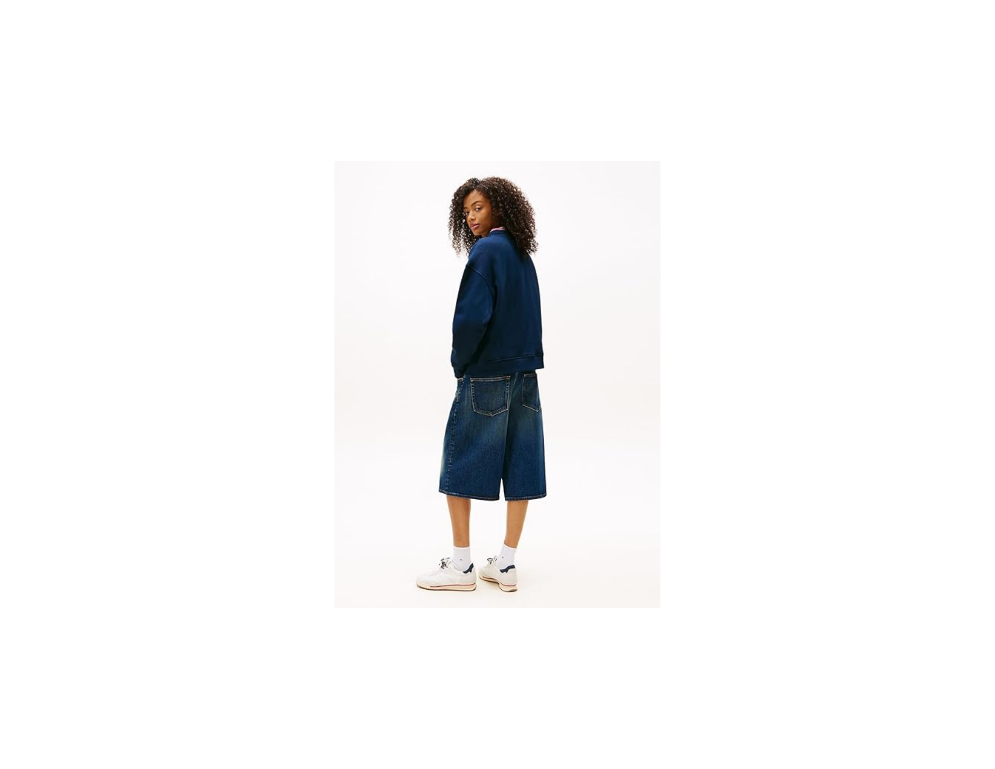 Tommy Jeans Bisiklet Yaka Düz Lacivert Kadın Sweatshırt Bxy Badge Crew Ext