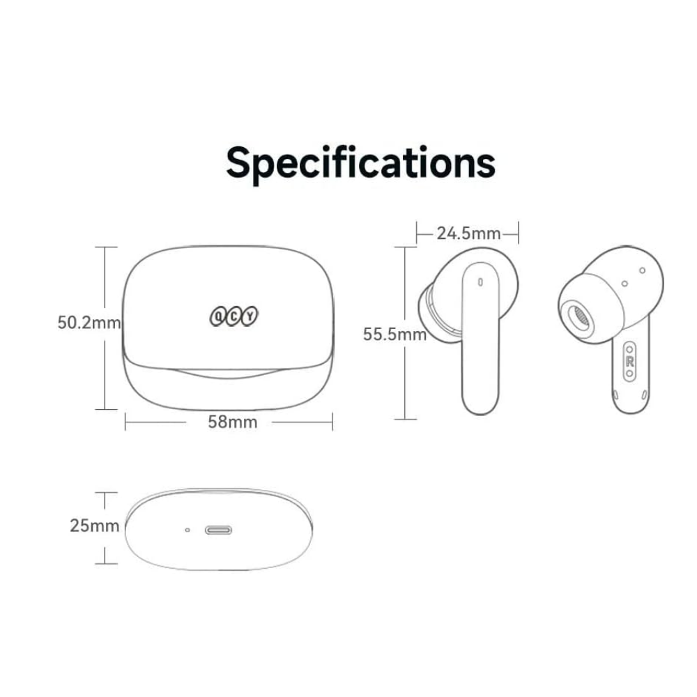 QCY Melobuds N50 Anc Ht12 6 Mikrofonlu Bluetooth  Kulaklık Siyah