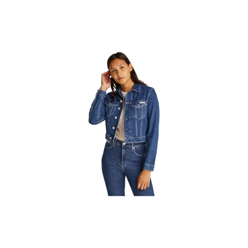 Calvin Klein Cropped 90'S Denim Trucker Ceket Kadın Larcivert