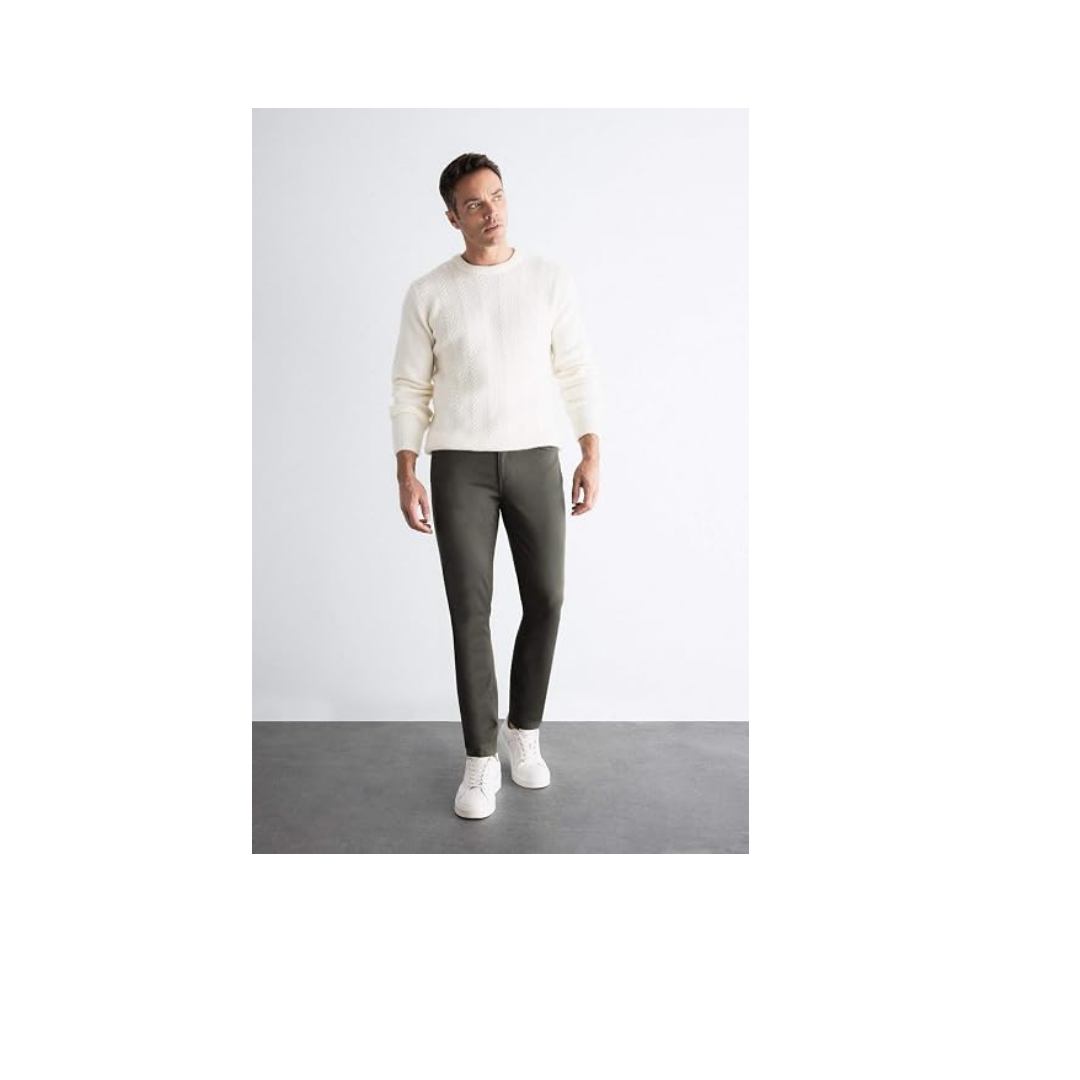 DeFacto Chino Kanvas Pantolon Slim Fit Dar Kesim Pamuklu Esnek Dar Paça