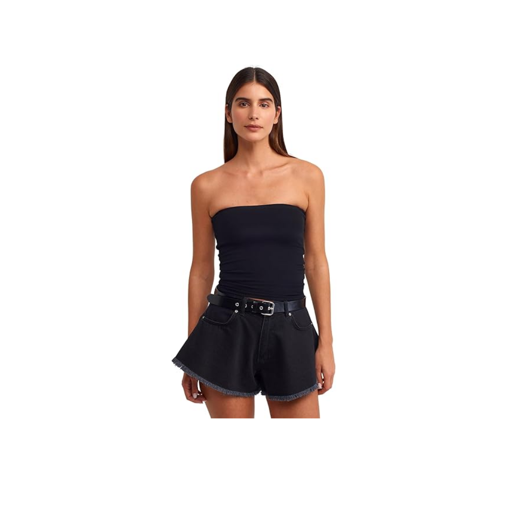 DILVIN Bandeau Crop Top Kadın Straplez Askısız Yazlık Esnek Örme Kumaş Sırt Açık Minimal Tasarım thumbnail