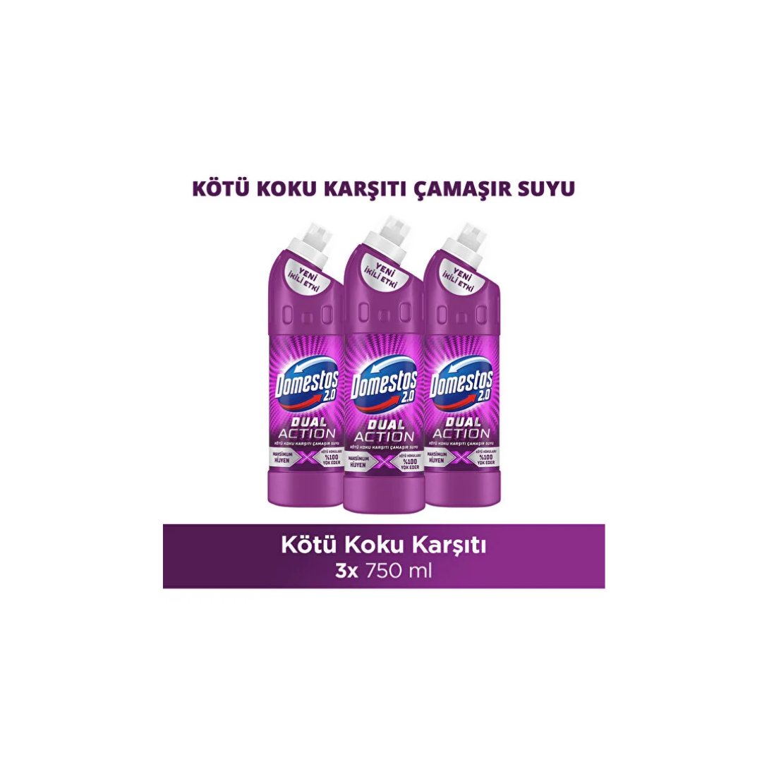 Domestos Dual Action Kötü Koku Karşıtı Çamaşır Suyu 750 ml x3
