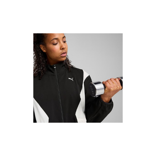 Puma Training Woven Jacket - Long Mont Kadın Siyah-Beyaz