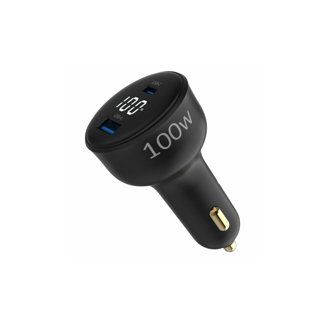 Juo 100W Led Ekranlı Type-C + USB-A Araç Şarj Aleti iPhone & Android & Notebook Araç içi Şarj Cihazı