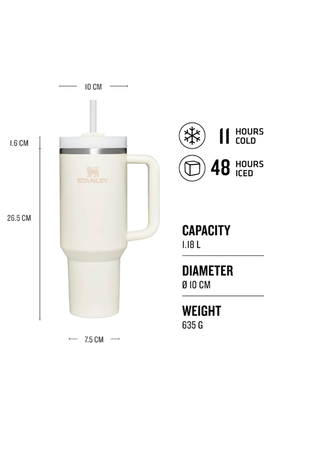 Stanley Quencher Pipetli Termos Bardak, 1.18 Litre, Krem