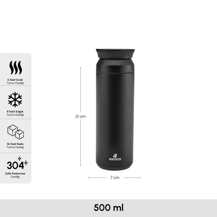 Karaca Rainbow Çelik Sızdırmaz Termos – 500 ml Siyah