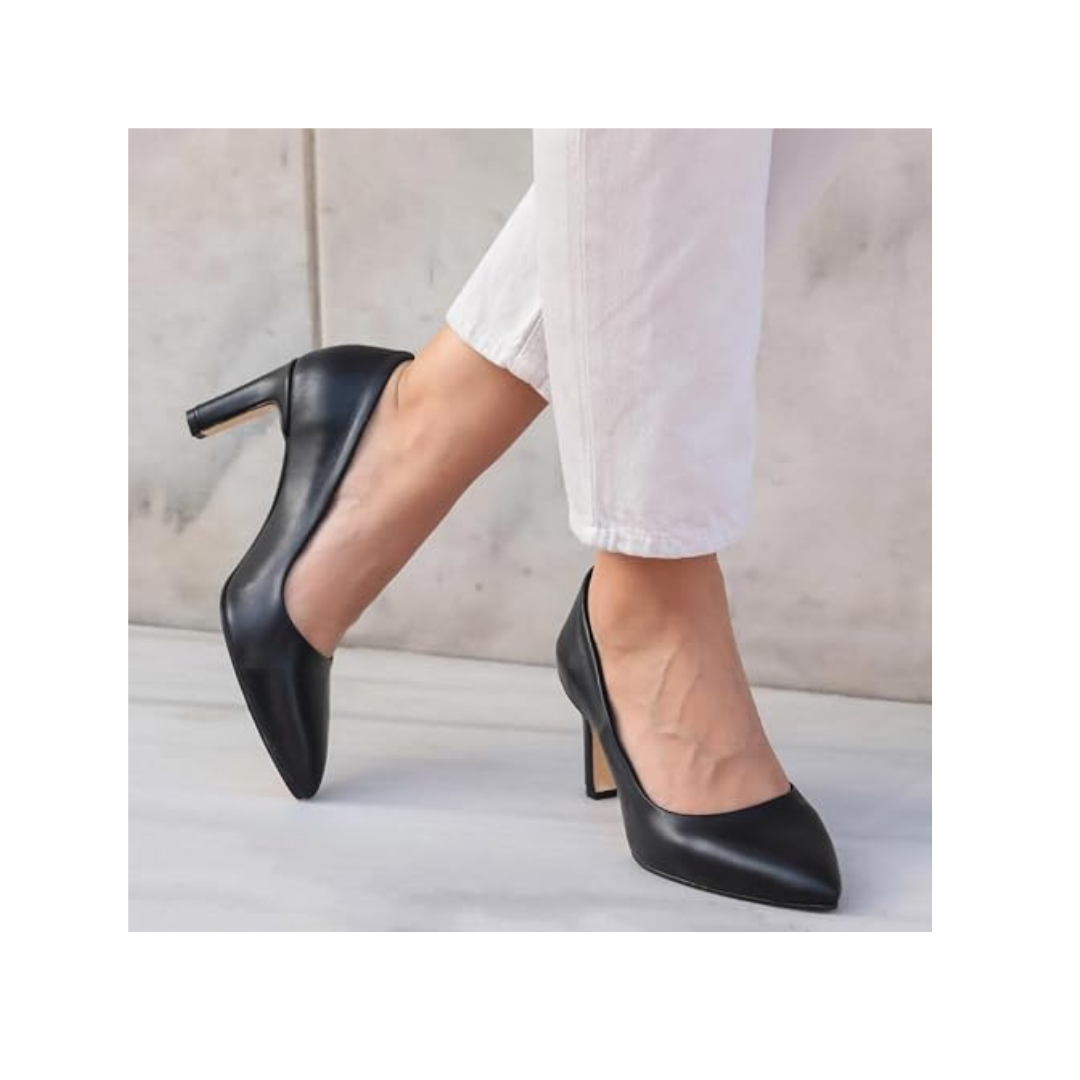 Mio Gusto Beliz Hakiki Deri Siyah Stiletto