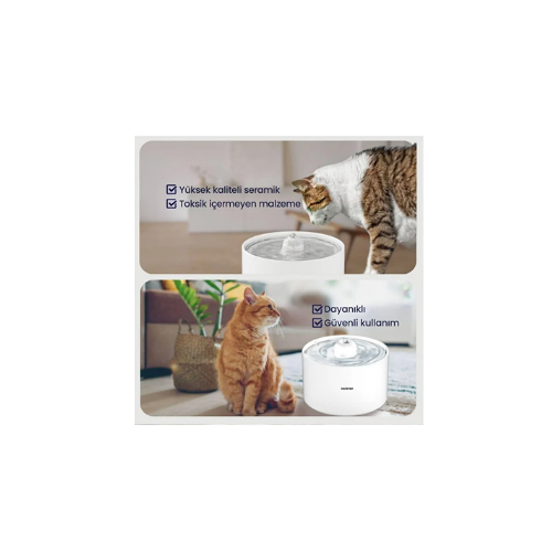 Haustier Wf013 Otomatik Seramik Kedi Su Pınarı,Kedi Su Sebili, Su Pınarı TÜRKİYE GARANTİLİ