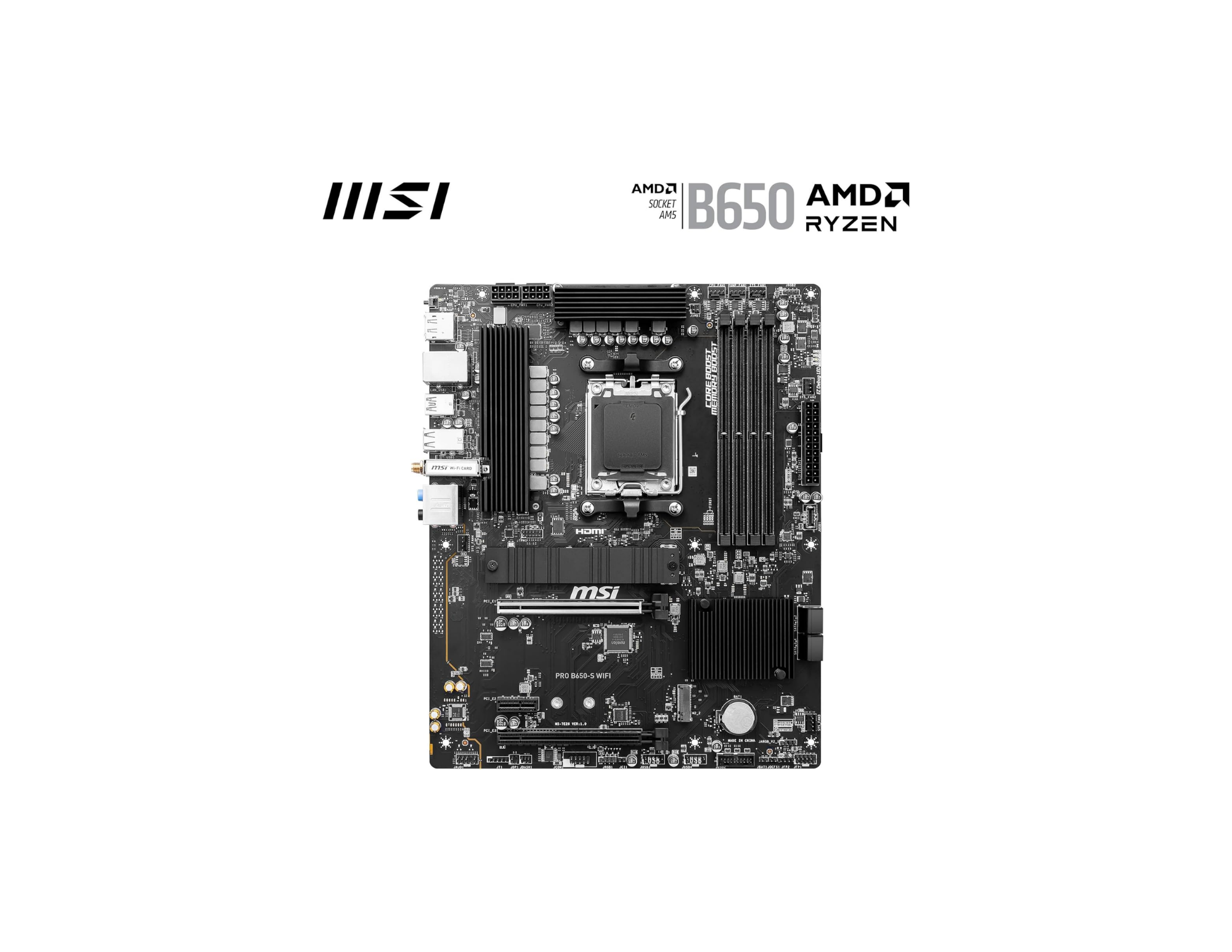 MSI PRO B650-S WIFI AM5 DDR5 7200MHZ(OC) HDMI DP M.2 USB3.2 2.5G LAN WI-FI 6E ATX Anakart