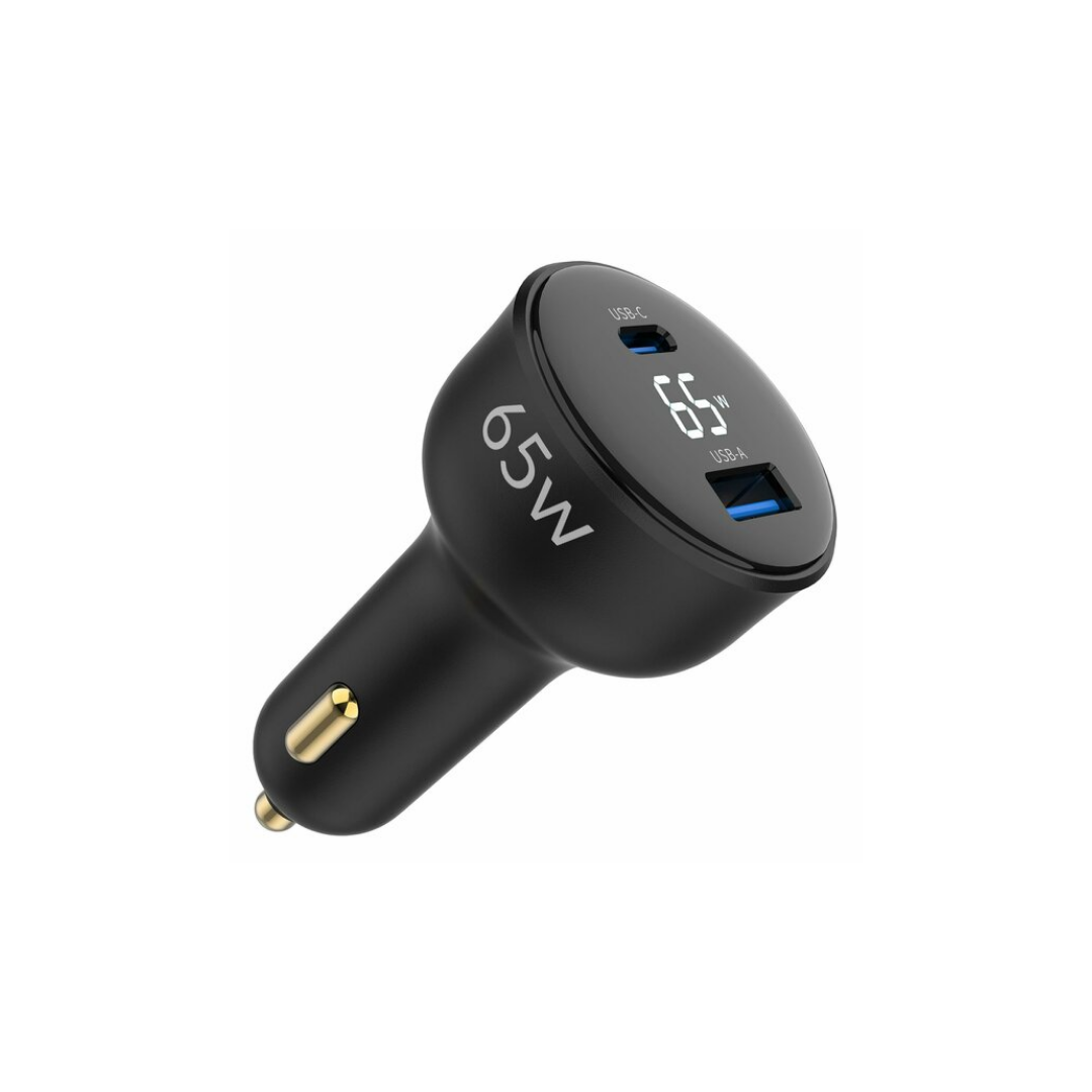 Juo 65W Led Ekranlı Type-C + USB-A Araç Şarj Aleti iPhone & Android & Notebook Araç içi Şarj Cihazı