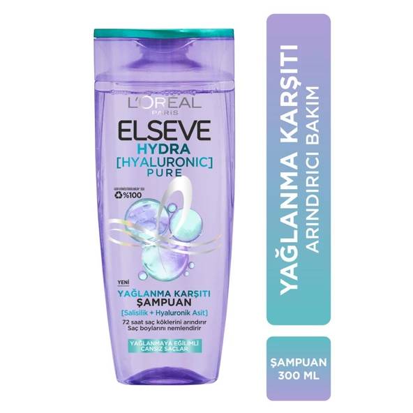 Elseve Hydra [Hyaluronic] Pure Salisilik Asit İçeren Yağlanma Karşıtı Arındırıcı Şampuan