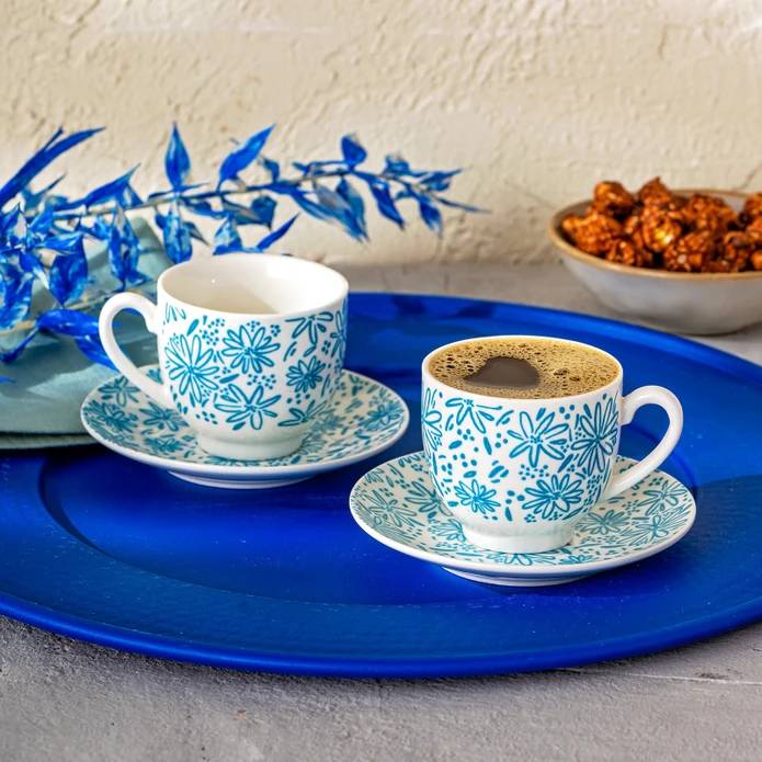 Emsan Deep Azur New Bone 2 Kişilik Kahve Fincan Takımı 90 ml Mavi thumbnail