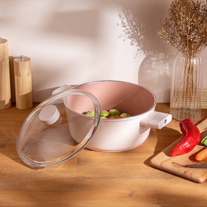 Emsan Swiss Crystal Derin Tencere Pembe, 24 cm