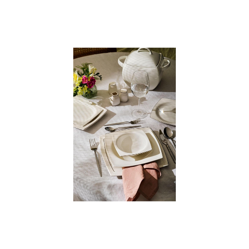 Emsan Zencerek Fine Bone 60 Parça 12 Kişilik Kare Yemek Takımı