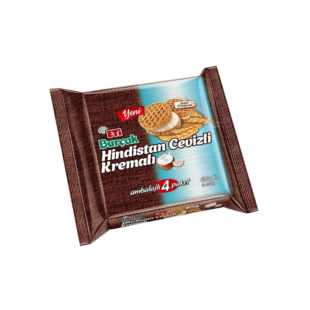Eti Burçak Hindistan Cevizli Kremalı Bisküvi 100 Gr x 4 Adet