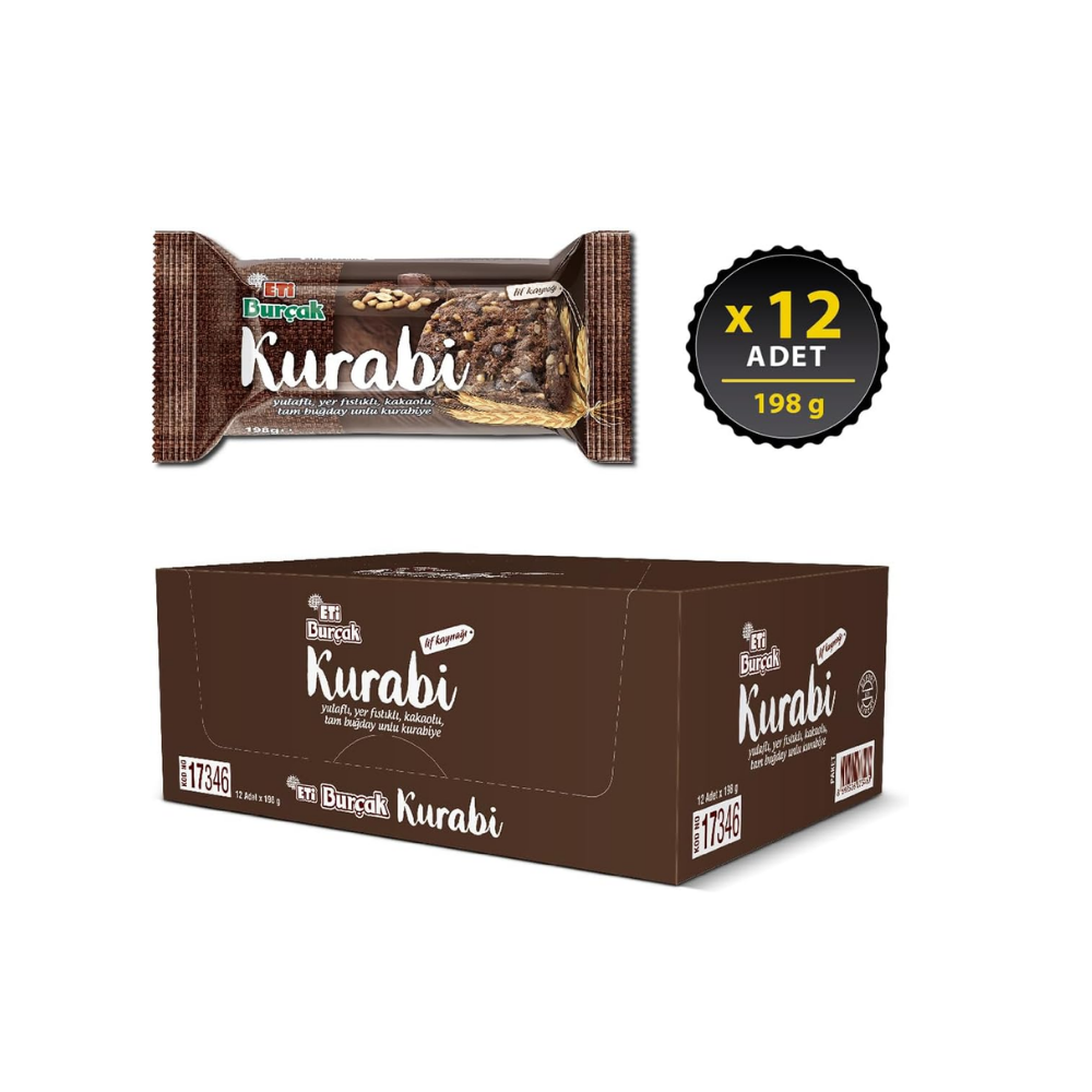 Eti Burçak Kurabi Yulaflı Kakaolu 198 Gr x 12 Adet