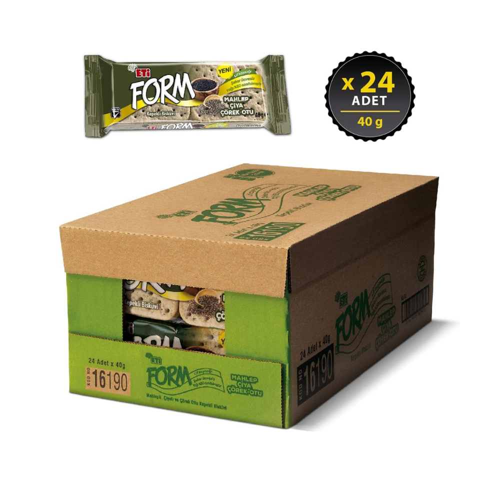 Eti Form Mahlepli Çiyalı ve Çörek Otlu Kepekli Bisküvi 40 g x 24 Adet thumbnail