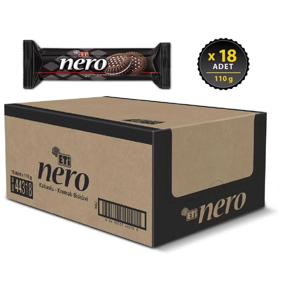 Eti Nero Kakaolu Bisküvi 110 g x 18 Adet