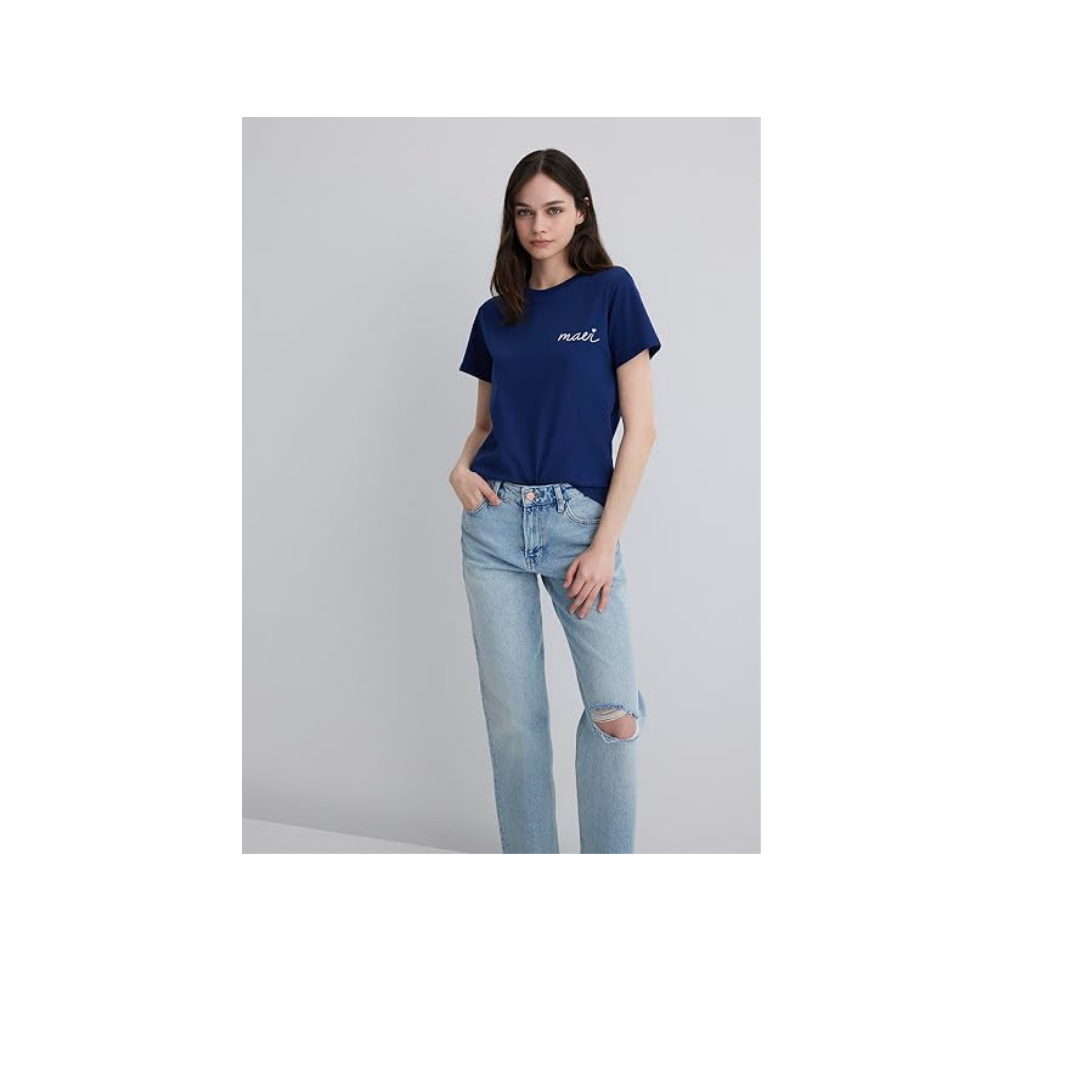 Mavi Logo Baskılı Beyaz Tişört Semi Slim Fit/Yarı Dar Kesim 1612962-620