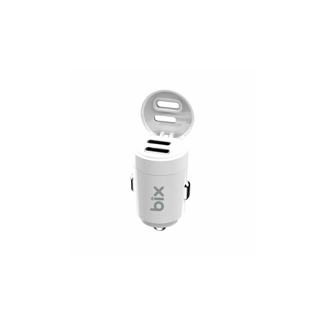 Bix BXCC65C 65W Çift Portlu PD 3.0 Type-C Araç Şarj Cihazı Beyaz
