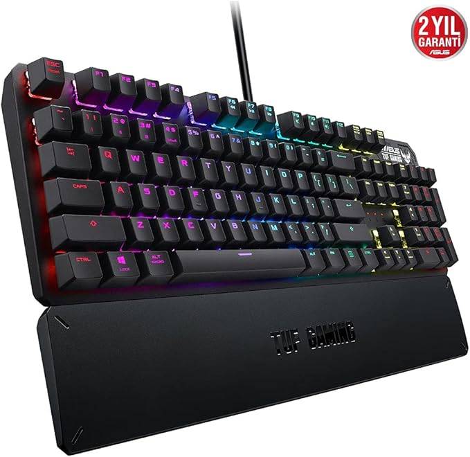 Asus Tuf Gaming K3 RGB Bilek Desteği Suya Ve Toza Dayanıklı Red Switch Türkçe Q Klavye