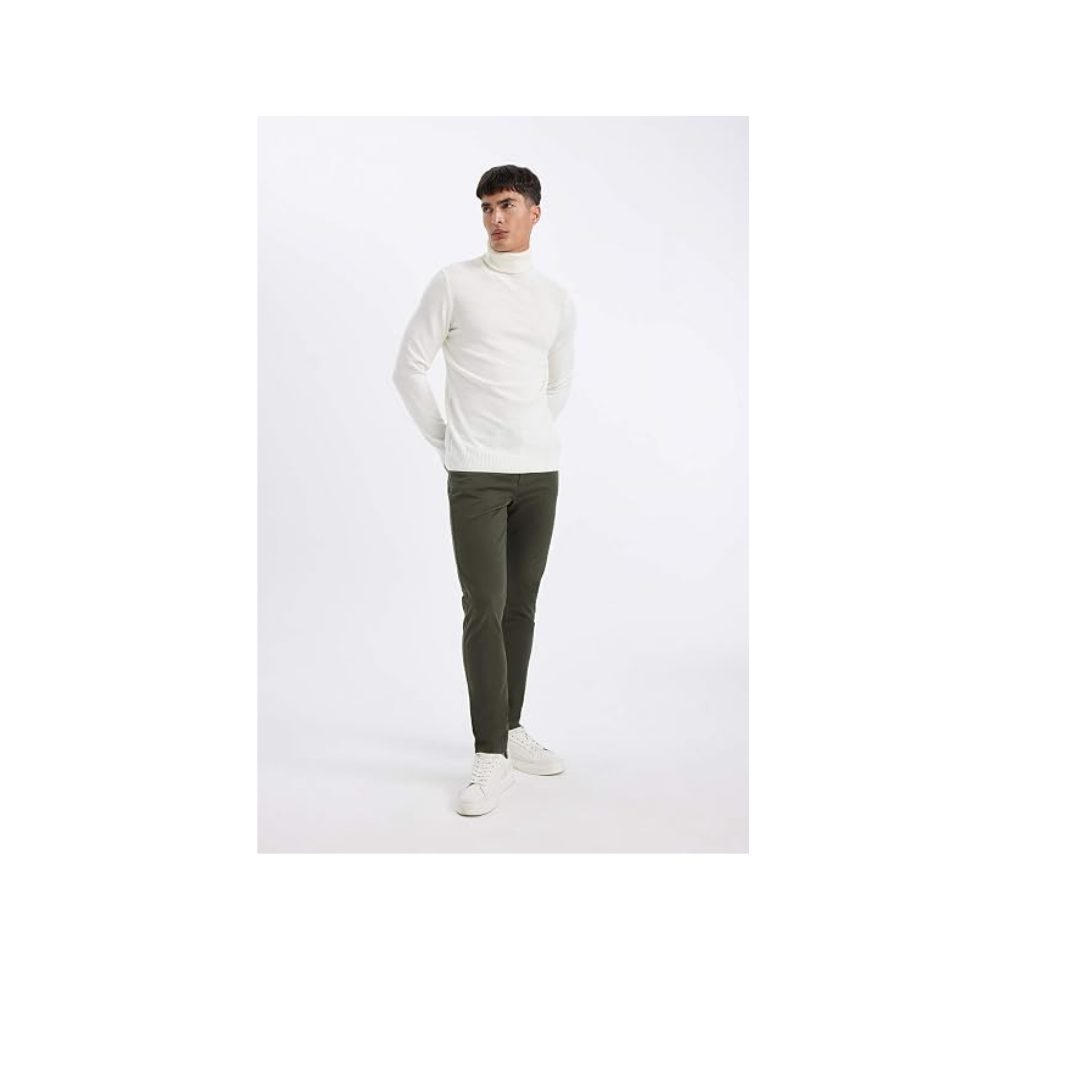 DeFacto Chino Kanvas Pantolon Slim Fit Dar Kesim Pamuklu Esnek Dar Paça