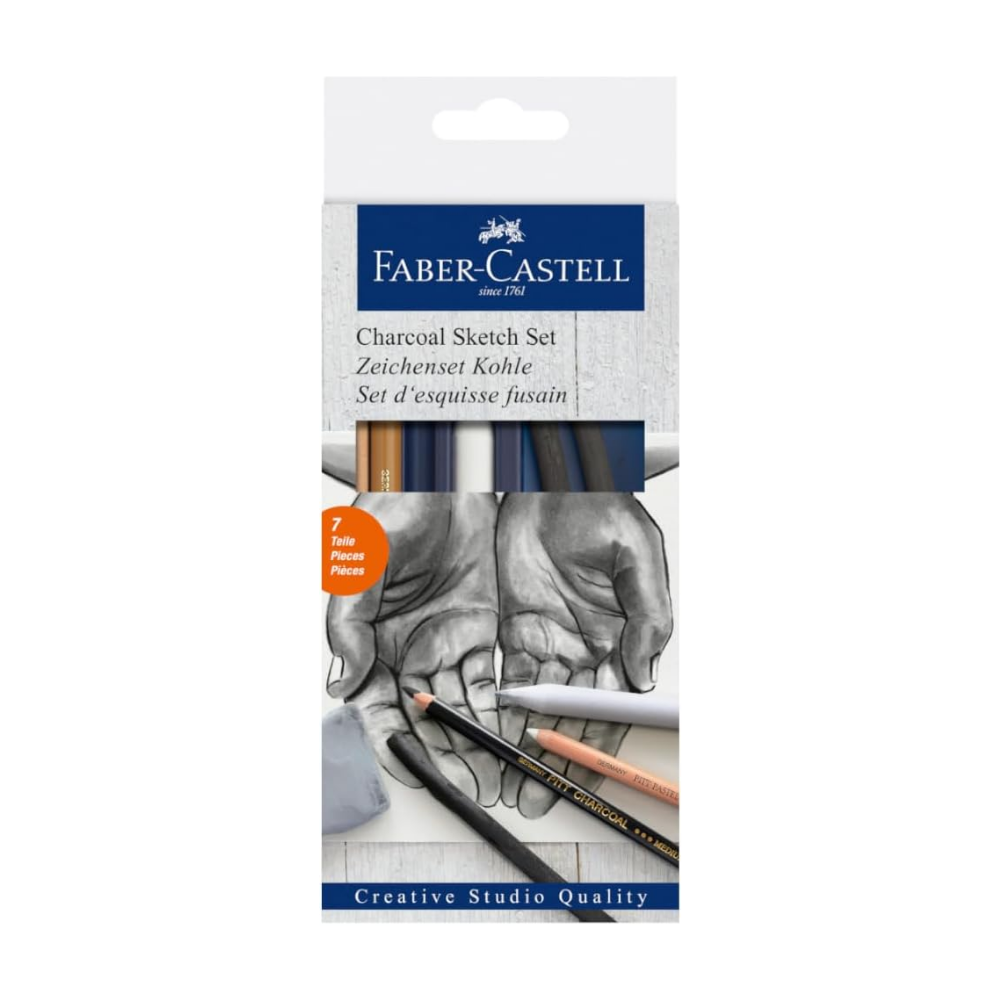 Faber-Castell Kömür Sketch Seti, 7 Parça, Kara Kalem