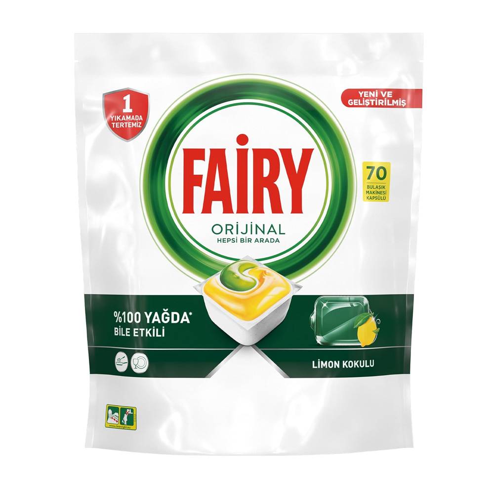 Fairy Hepsi Bir Arada Bulaşık Makinesi Deterjanı Kapsülü 70 Yıkama Limon Kokulu