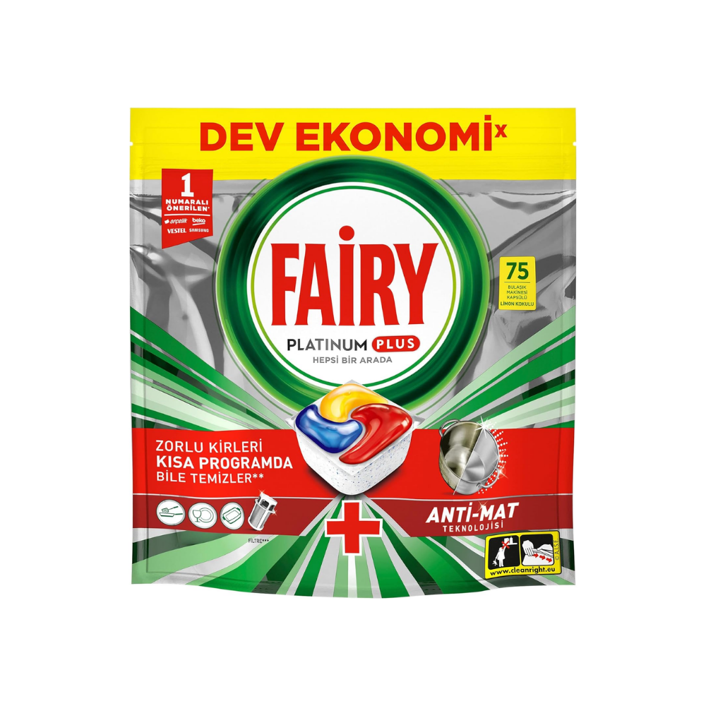 Fairy Platinum Plus Bulaşık Makinesi Deterjanı Kapsülü/Tableti 75 Yıkama Limon Kokulu Özel Tasarım thumbnail