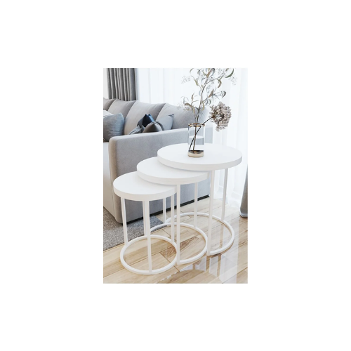 FAYMEND 3lü C Lüx Zigon Sehpa Mat Beyaz