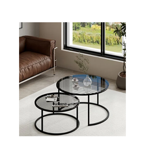 FAYMEND PRİME 2'li Orta Sehpa ' Füme Cam' 70x58