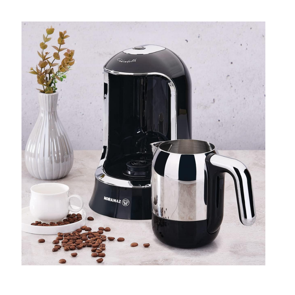 Korkmaz Kahvekolik Siyah/Krom Otomatik Kahve Makinesi