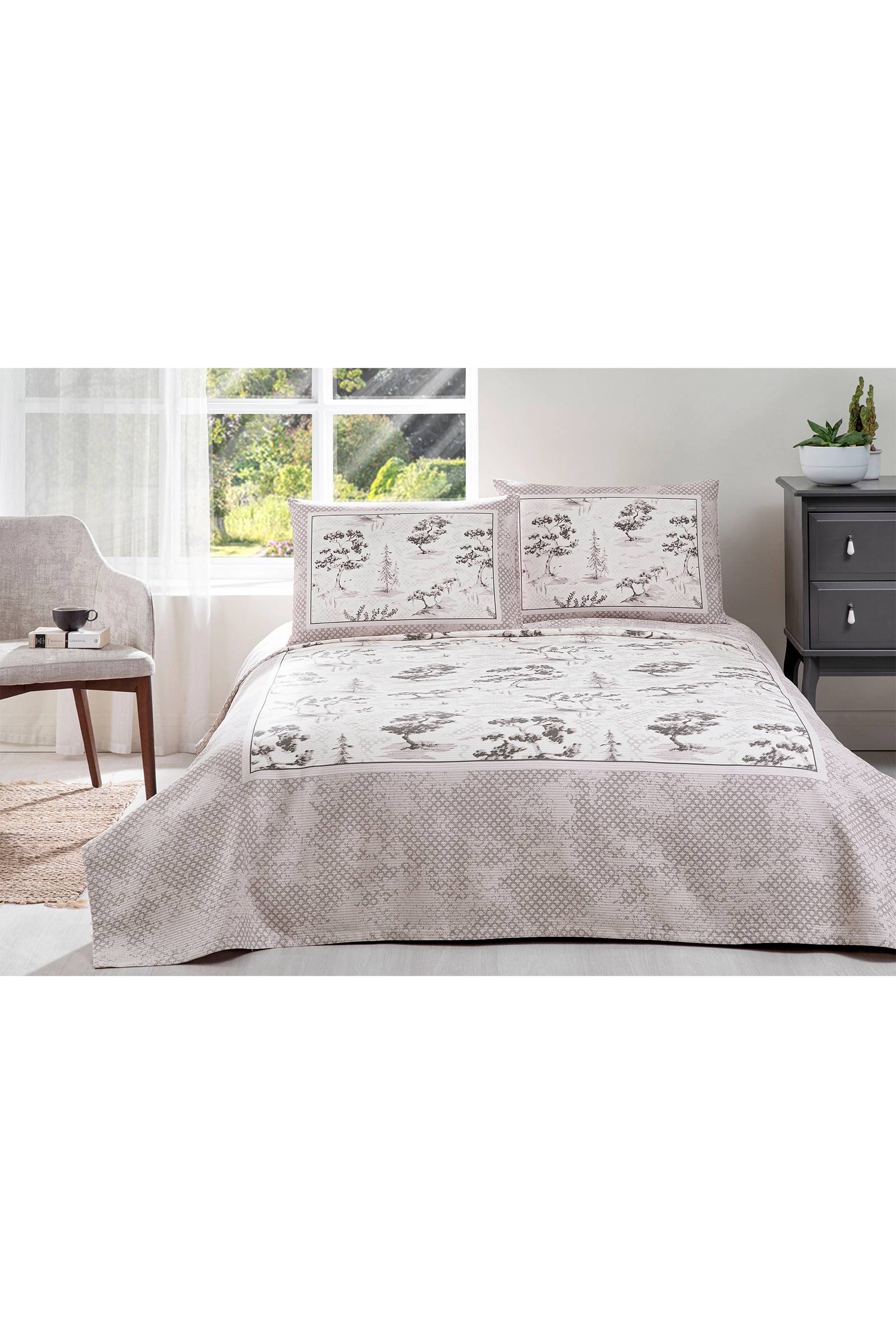 Özdilek Toile De Jouy Çift Kişilik Pike Takımı(Pudra)
