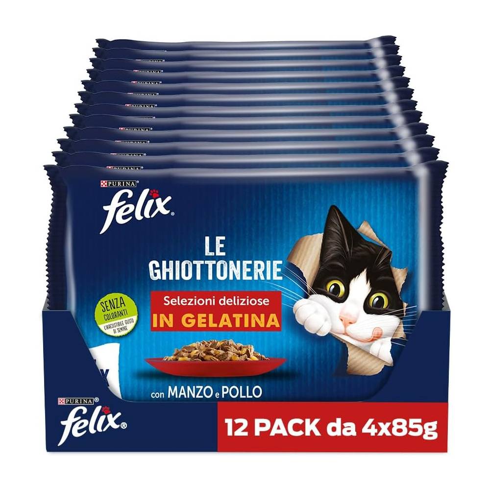 Felix Sığır Eti ve Tavuklu Kedi Yaş Maması 85 Gr Avantajlı Paket 48 Adet