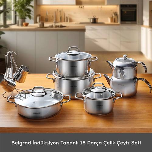 Karaca Belgrad İndüksiyon Tabanlı 15 Parça Çelik Çeyiz Seti