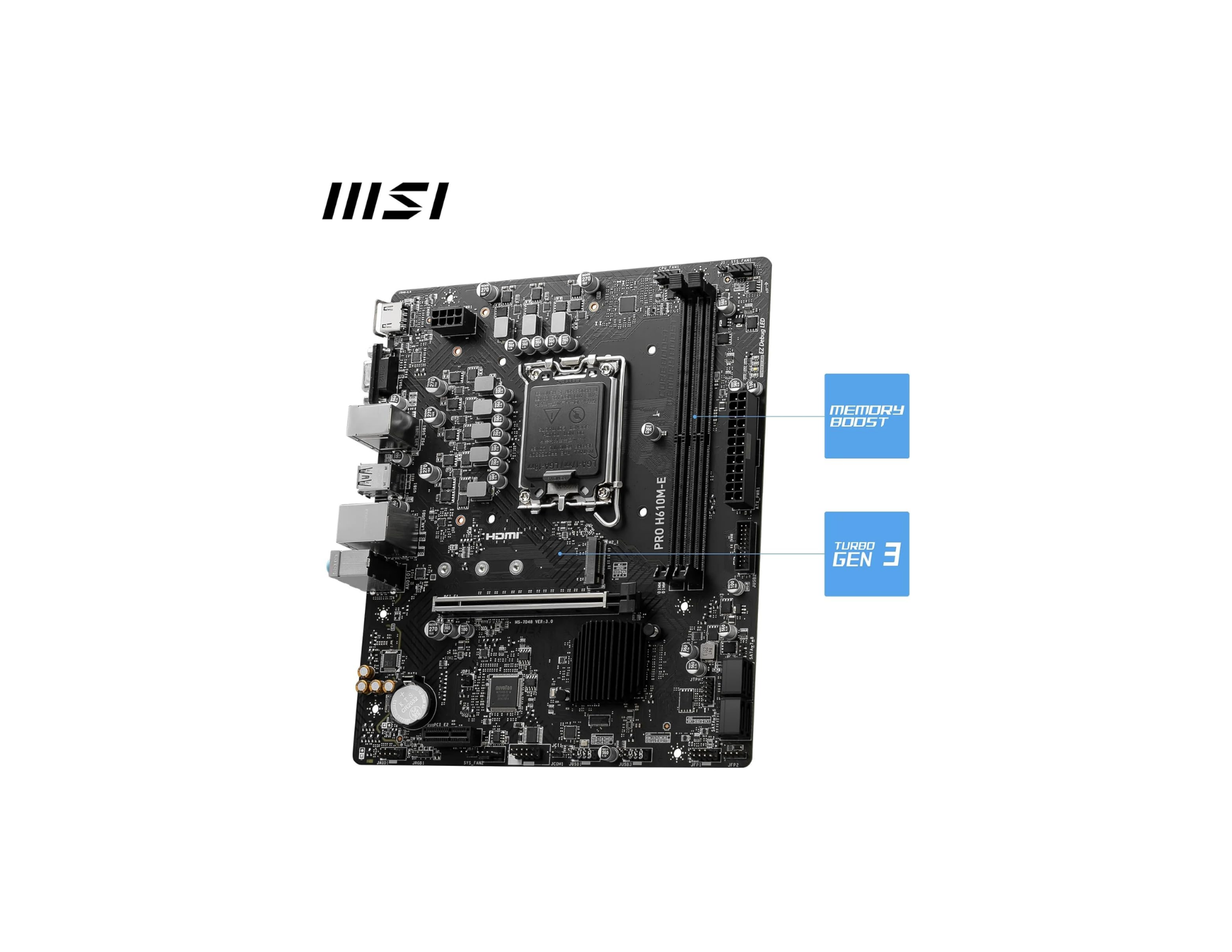 MSI MB PRO H610M-E SOKET 1700 DDR5 5600MHZ(OC) HDMI VGA M.2 USB3.2 1x 1G LAN mATX