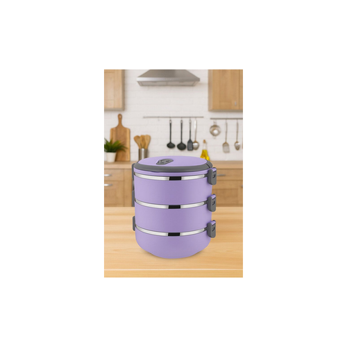 Genel Markalar Freshbox 3 Katlı Sızdırmaz Yemek Termosu Sefer Tası 1,8 Lt Lila