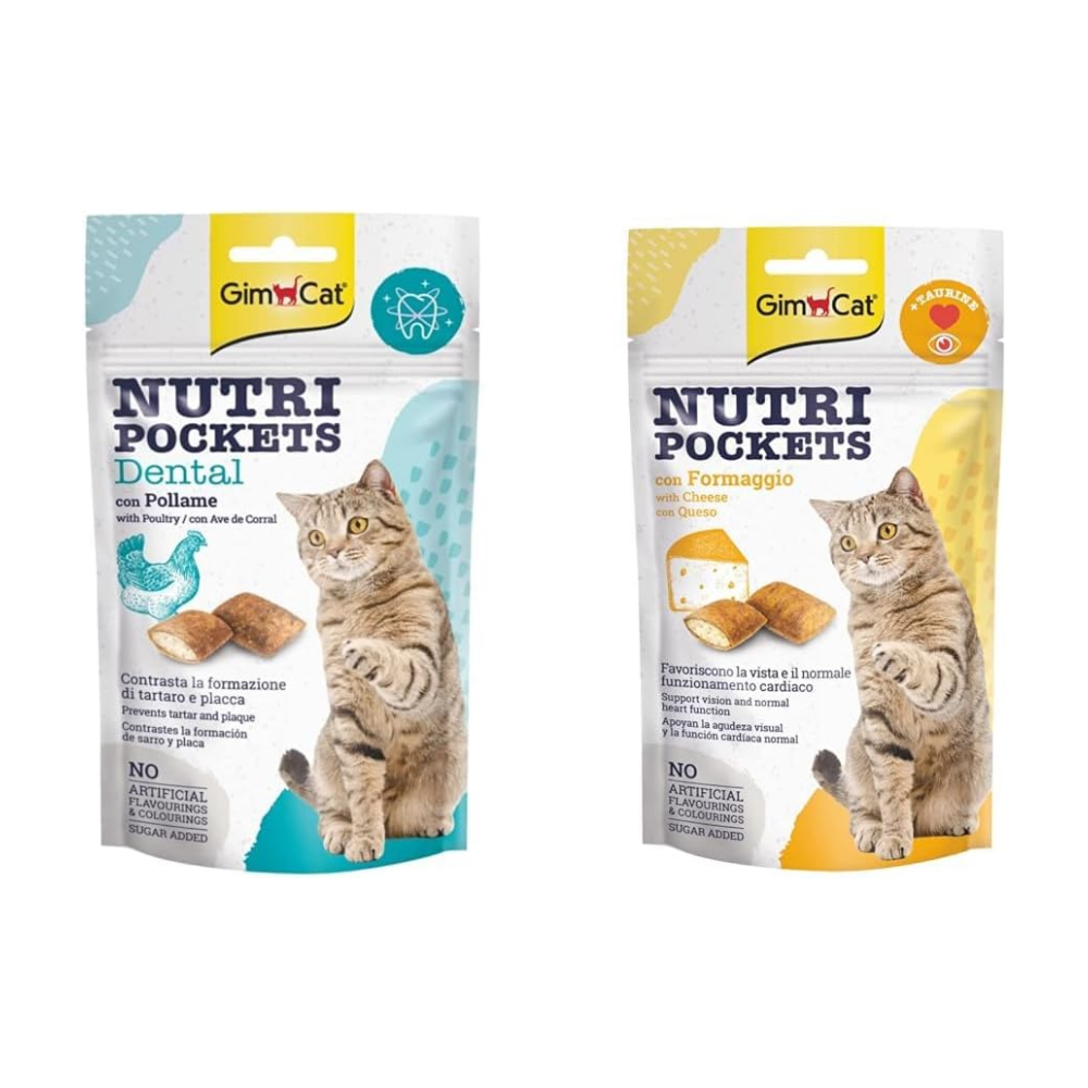 Gimcat Nutripockets Kedi Ödülü Dental 60Gr & Nutripockets Kedi Ödülü Peynir Taurin, 60 g thumbnail
