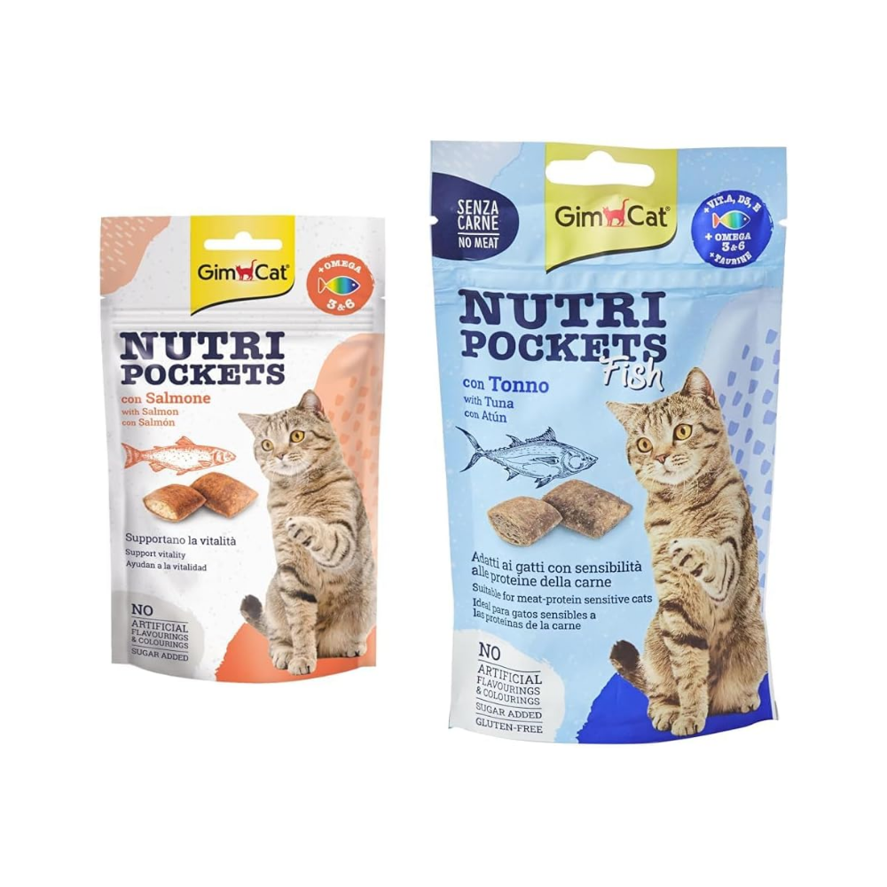 GimCat Nutripockets Kedi Ödülü Somon Omega 3&6 60Gr & Kedi Ödül Tableti Np Ton Balıklı, 60 g thumbnail