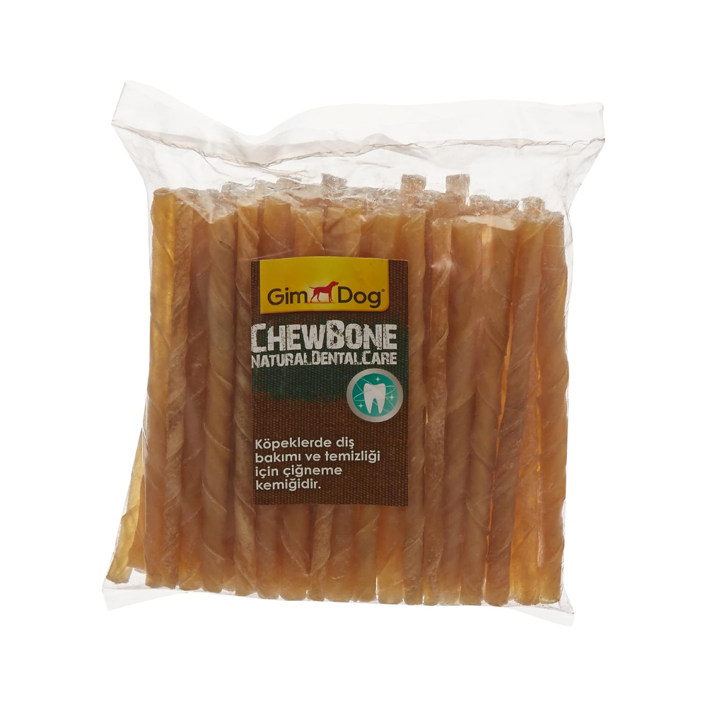 GimDog Mordimi Köpekler İçin Burgu Çubuk Kemik, Çiğneme Kemiği, Naturel, 50'li, 300 g