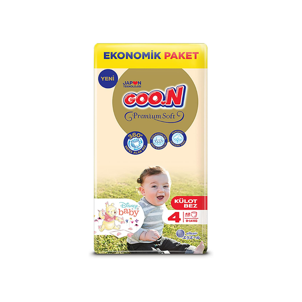 GOO.N Premium Soft 4 Beden 9-14 kg Ekonomik Paket Külot Bez, 4902011863093, 42 Adet, Standart thumbnail