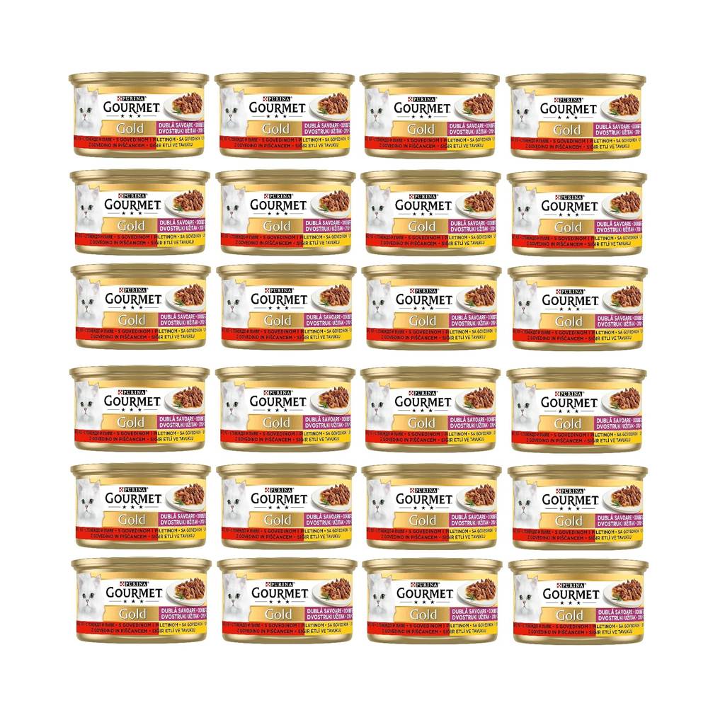 Gourmet Gold Çifte Lezzet Sığır Etli & Tavuklu Yaş Kedi Maması 85 Gr x 24 Adet