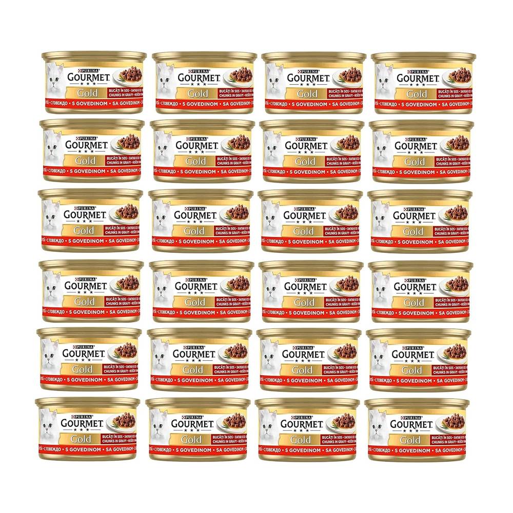 Gourmet Gold Parça Etli Sığır Etli Yaş Kedi Maması 85 Gr x 24 Adet