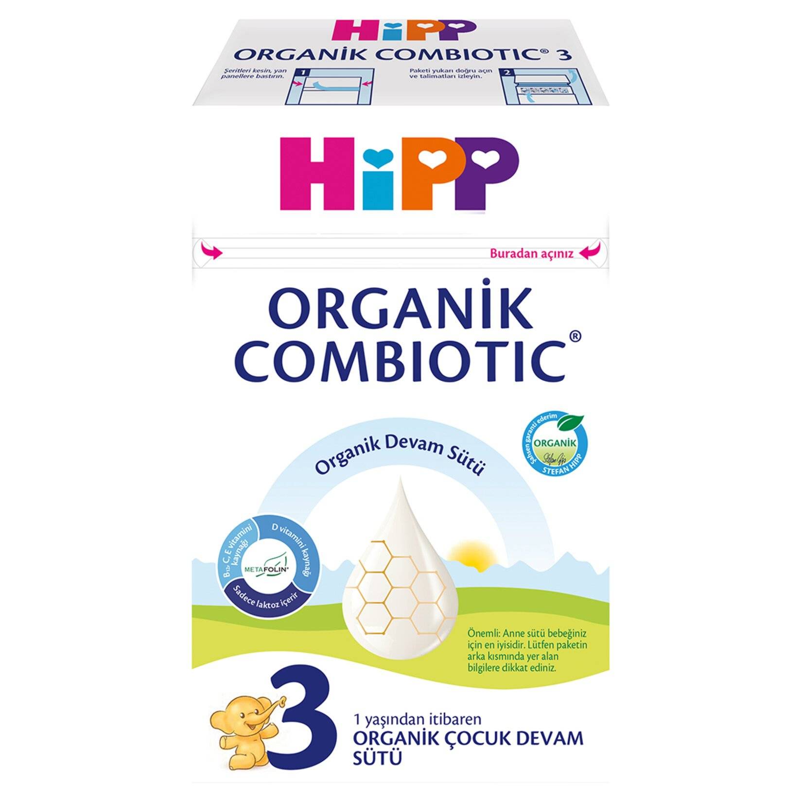 Hipp 3 Organik Combiotic Devam Sütü 600 g (1 Yaş ve Üzeri Bebekler İçin)